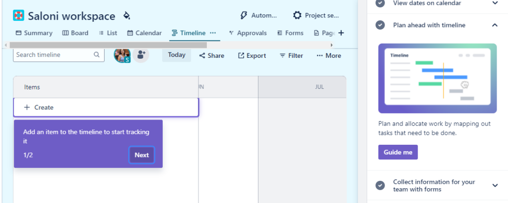 JIra - interactive tooltips to explain key features as users explore