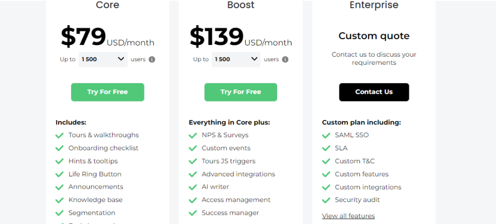 Digital adoption platform Product fruits pricing