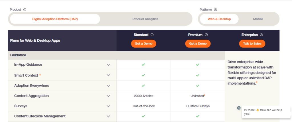 Digital adoption platform Whatfix tiers