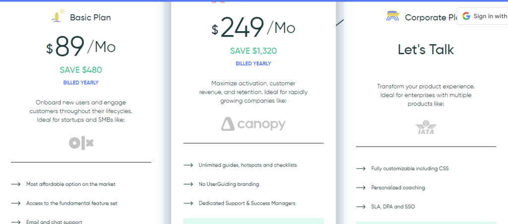 Digital adoption platform userguiding pricing