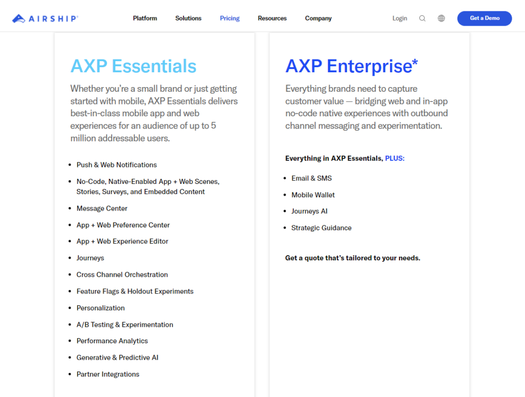 customer_engagement_software_Airship pricing