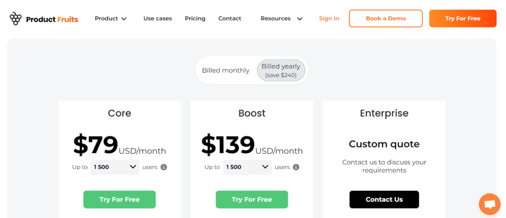 in-app messaging platform Product Fruits pricing