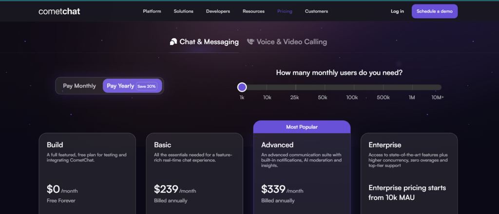 in-app messaging platform cometchat pricing