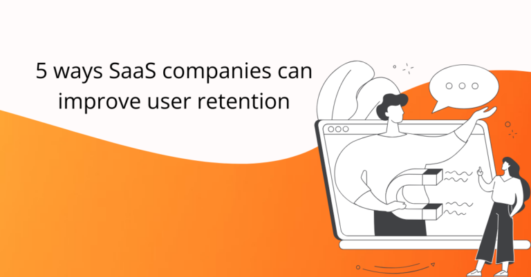 User retention strategies title and cartoon on laptop with magnet
