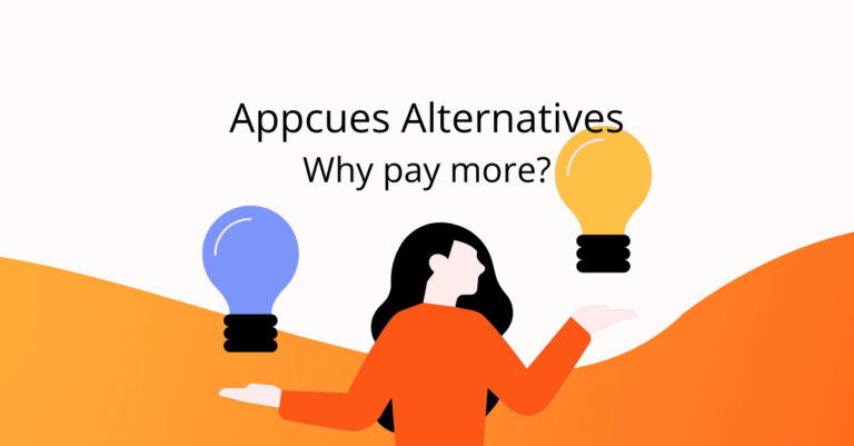 Appcues alternative title and cartoon with two light bulbs of different colors